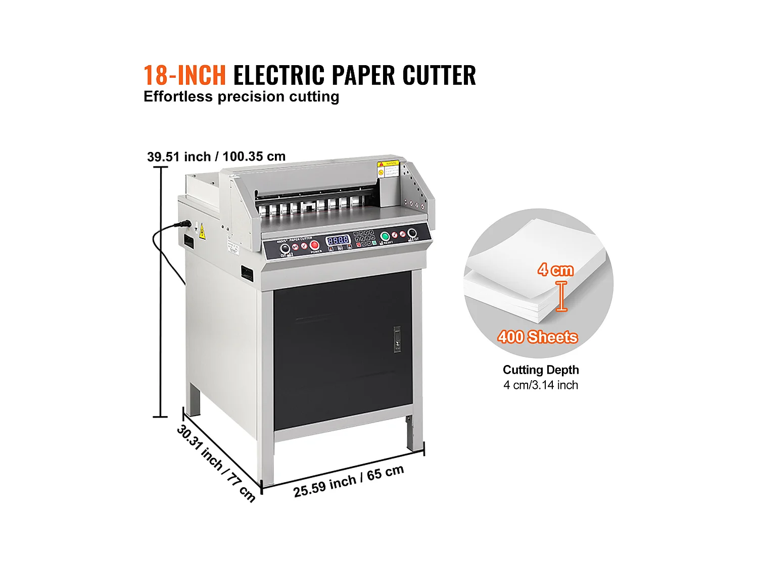 Solidny Elektryczny Nożnik do Papieru SucceBuy 450 mm, z Inteligentnym Panelu LCD, Pozycjonowaniem Świateł Podczerwieni, do Etykiet