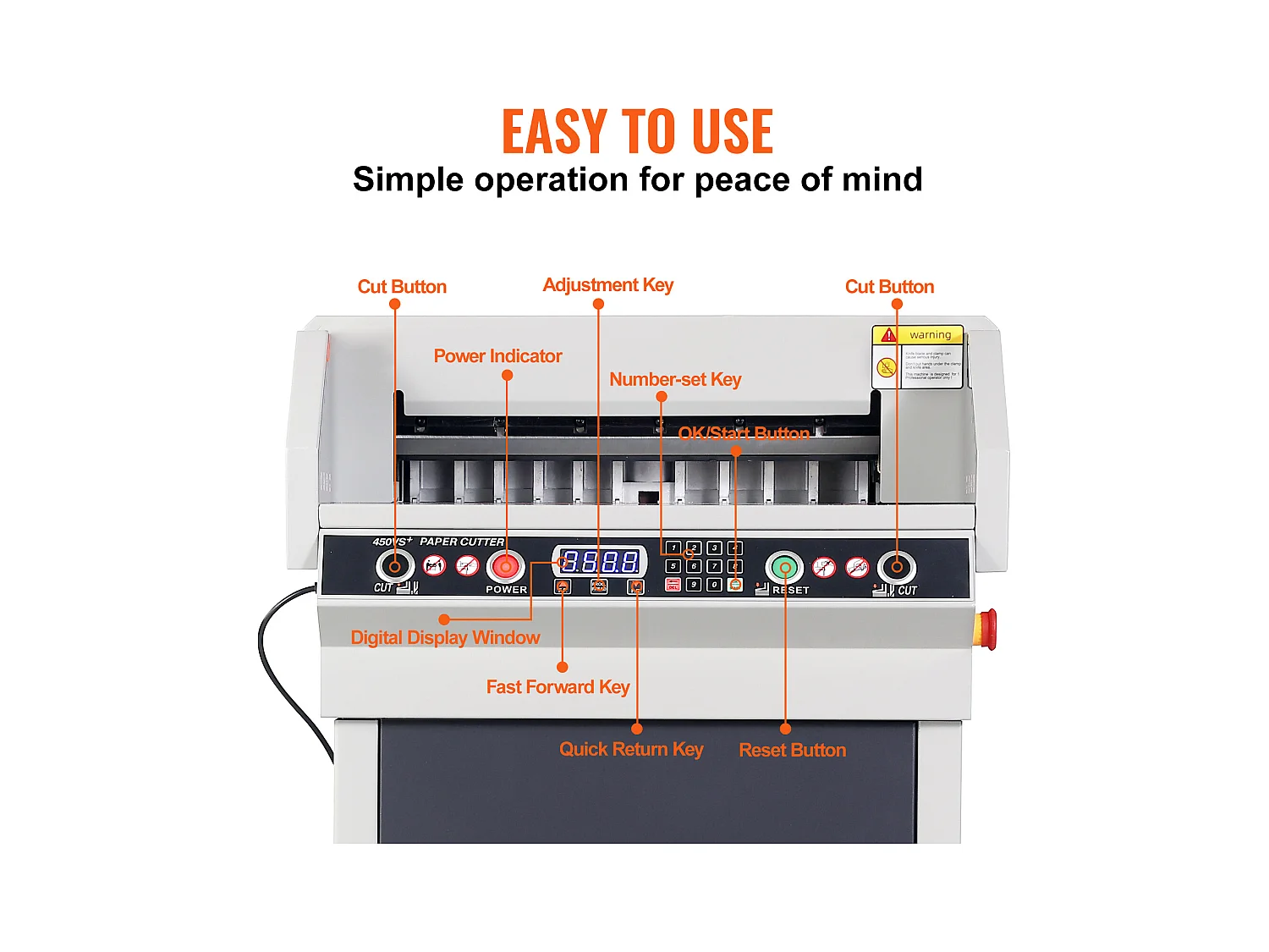 Solidny Elektryczny Nożnik do Papieru SucceBuy 450 mm, z Inteligentnym Panelu LCD, Pozycjonowaniem Świateł Podczerwieni, do Etykiet