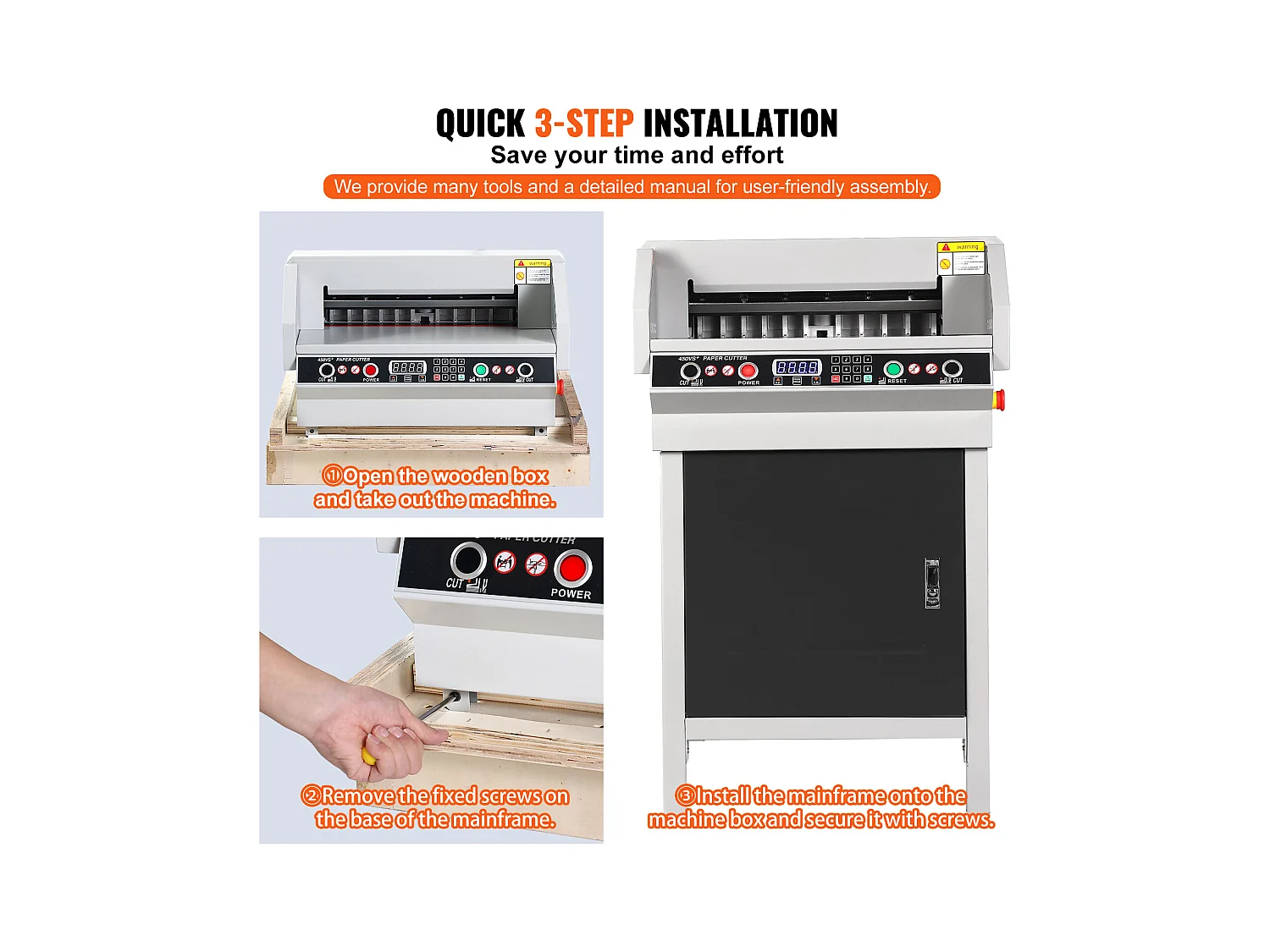 Solidny Elektryczny Nożnik do Papieru SucceBuy 450 mm, z Inteligentnym Panelu LCD, Pozycjonowaniem Świateł Podczerwieni, do Etykiet