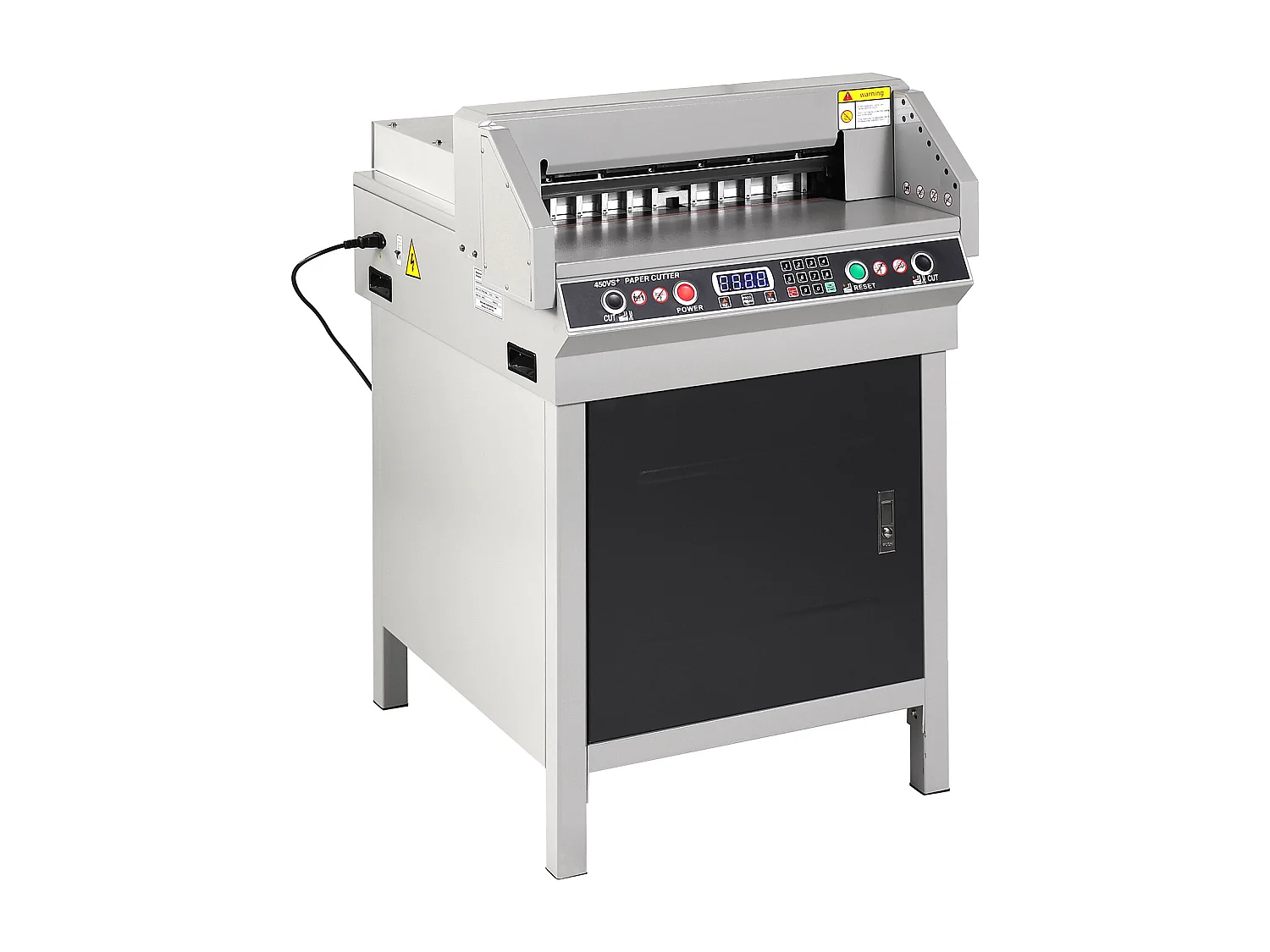 Solidny Elektryczny Nożnik do Papieru SucceBuy 450 mm, z Inteligentnym Panelu LCD, Pozycjonowaniem Świateł Podczerwieni, do Etykiet