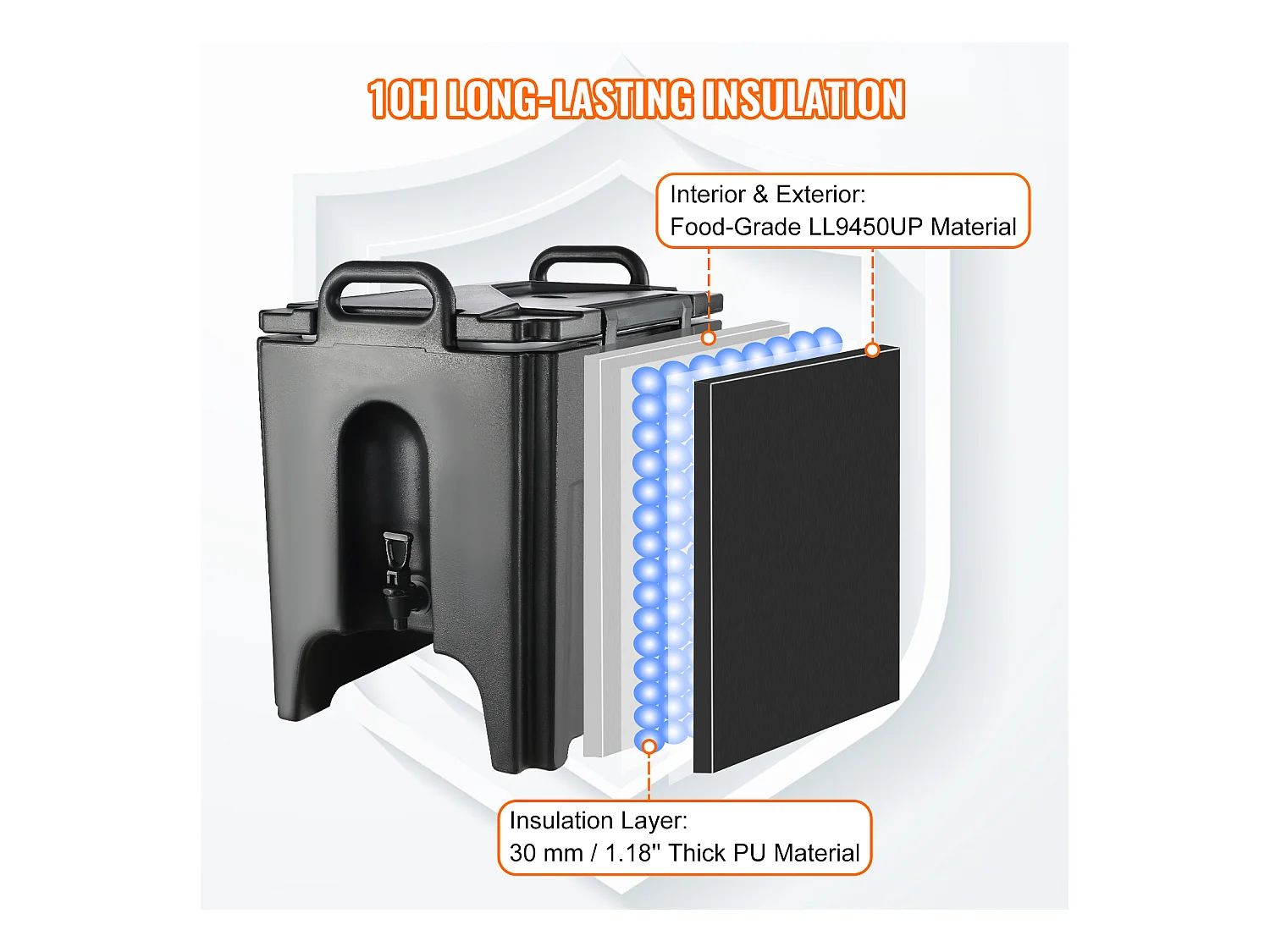 Distributore di Bevande, SucceBuy Distributore di Bevande Isolato per Alimenti da 38 L