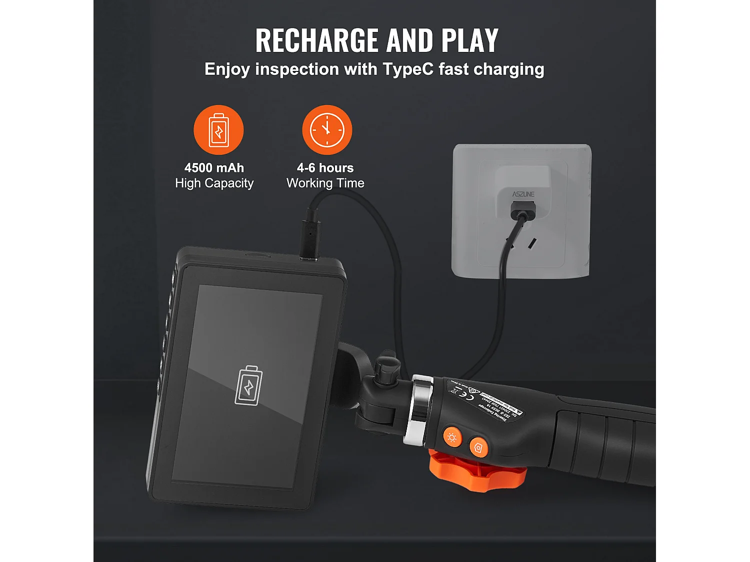 Zweiwege-Endoskop-Endoskop SucceBuy 180° 12.7cm IPS 8-Facher Zoom 6,4 mm Linse