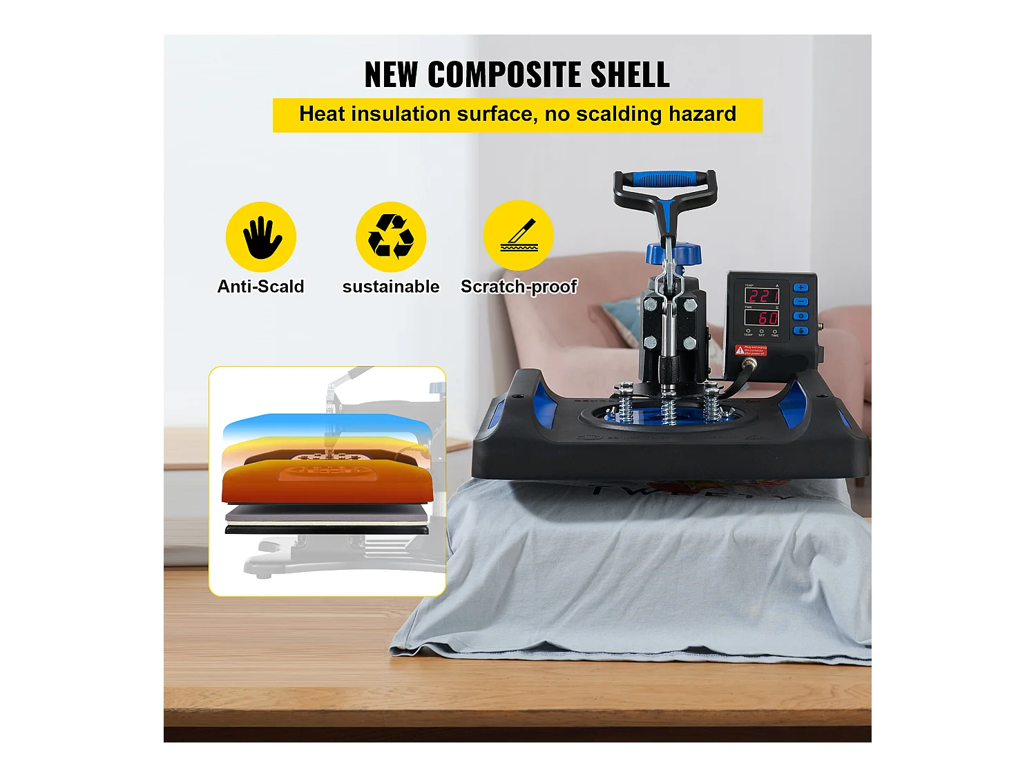 Heißprägegerät SucceBuy Heißprägemaschine 30,48x38,1 cm Sublimations-Transfer T-Shirt