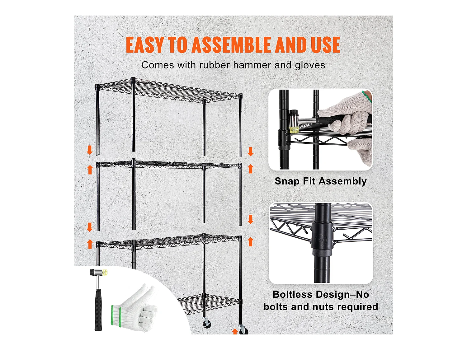 Étagère SucceBuy Étagère de Rangement pour Garage, Support de Rangement à 4 Niveaux Réglable, Charge de 318KG