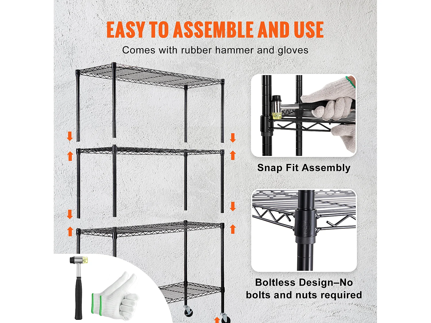 Étagère SucceBuy Étagère de Rangement pour Garage, Support de Rangement à 4 Niveaux Réglable, Charge de 318KG