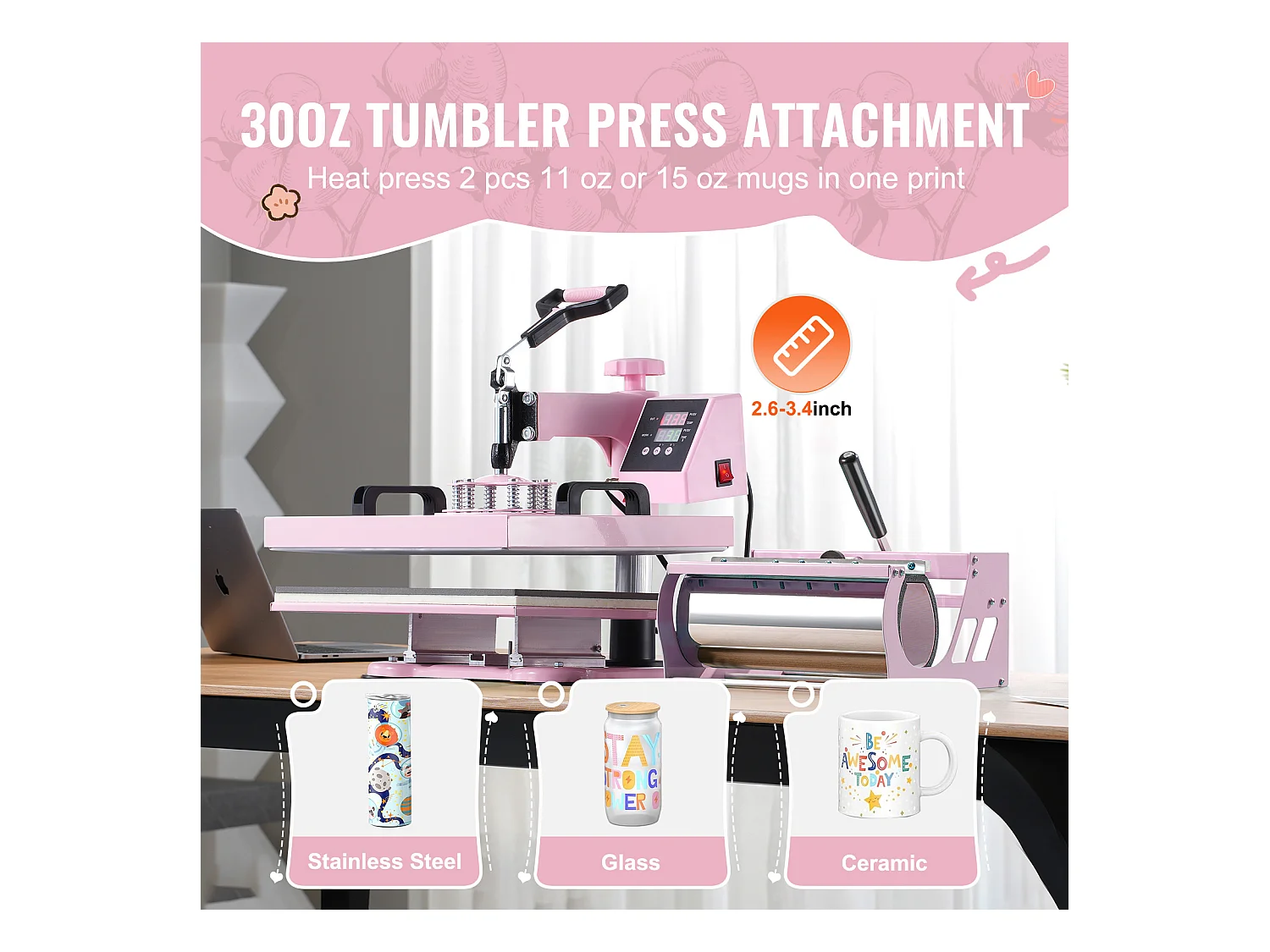 Presse à Chaud 5 en 1 SucceBuy avec Presse à Culbuteur de 850,5 g pour T-Shirts 38,1 x 38,1 cm