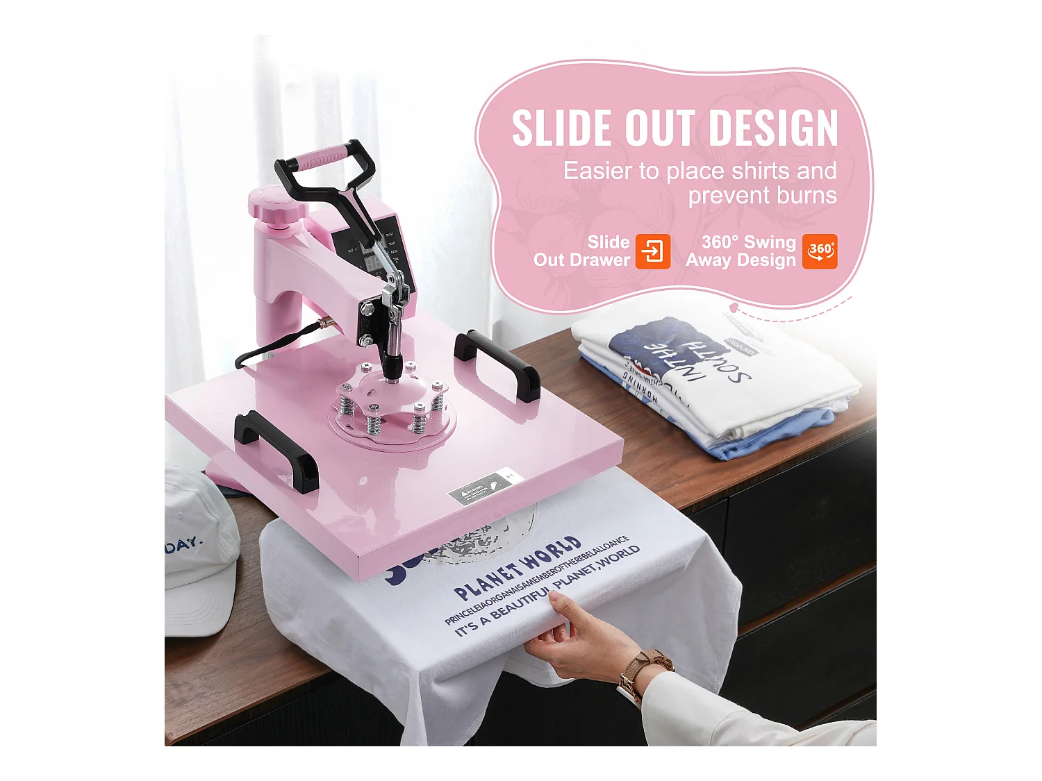 Presse à Chaud 5 en 1 SucceBuy avec Presse à Culbuteur de 850,5 g pour T-Shirts 38,1 x 38,1 cm