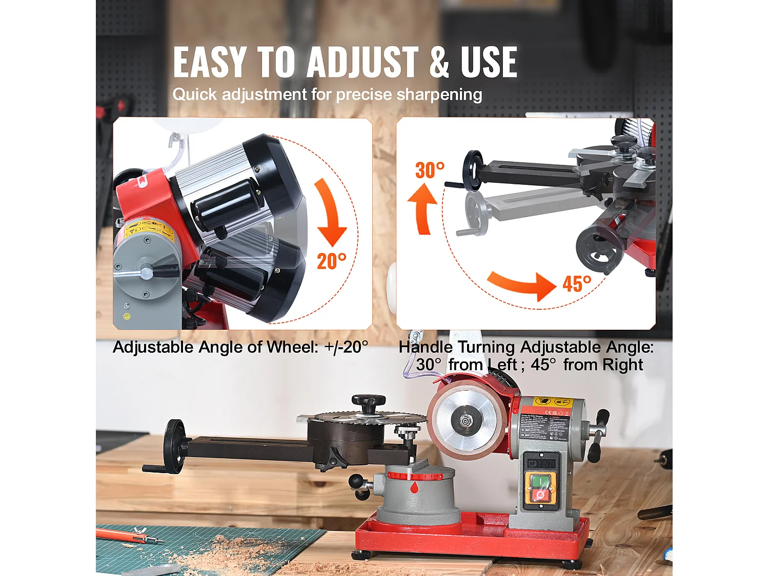 Affûteuse de Lame de Scie Circulaire SucceBuy 370 W 3 600 tr/min, Roue de 12.7 cm avec Réservoir