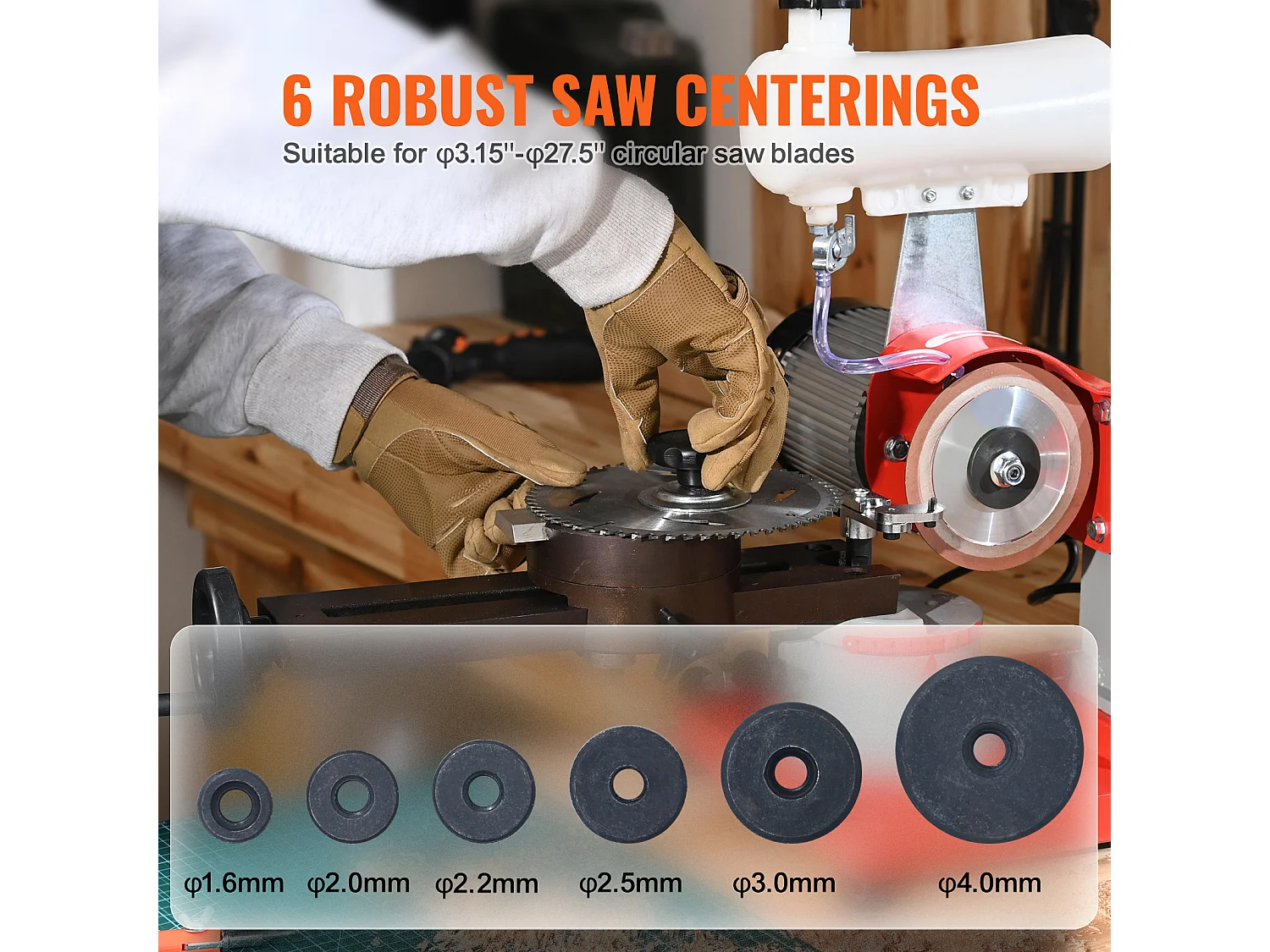 Affûteuse de Lame de Scie Circulaire SucceBuy 370 W 3 600 tr/min, Roue de 12.7 cm avec Réservoir