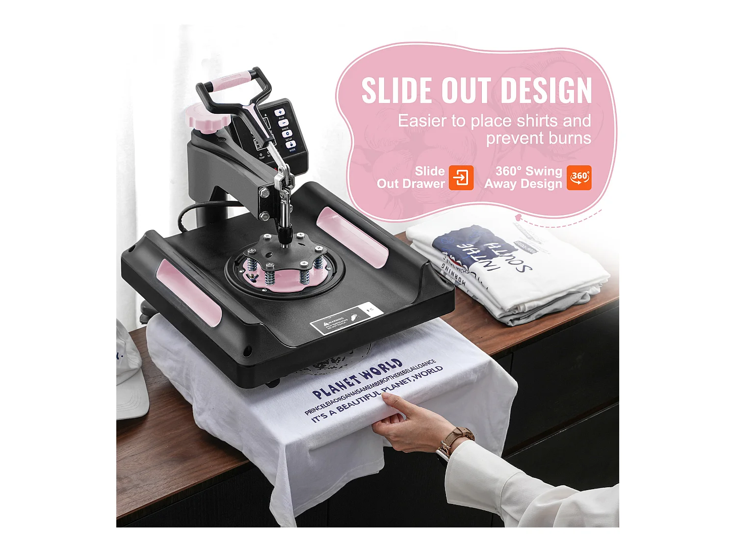 Hittepers 8-in-1 SucceBuy met Draaibare Persplaat voor T-shirts 38,1 x 38,1 cm Zwart