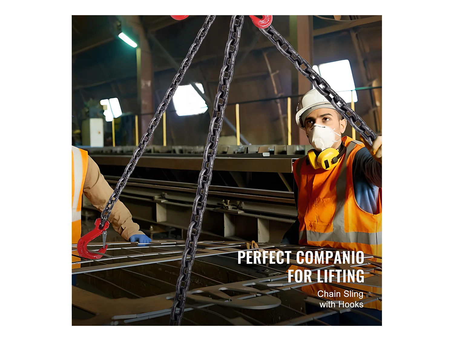 Chain Sling, 4 Gambe SucceBuy 0.64cm x 152.4cm, G80, con Ganci di Presa, 2994 kg