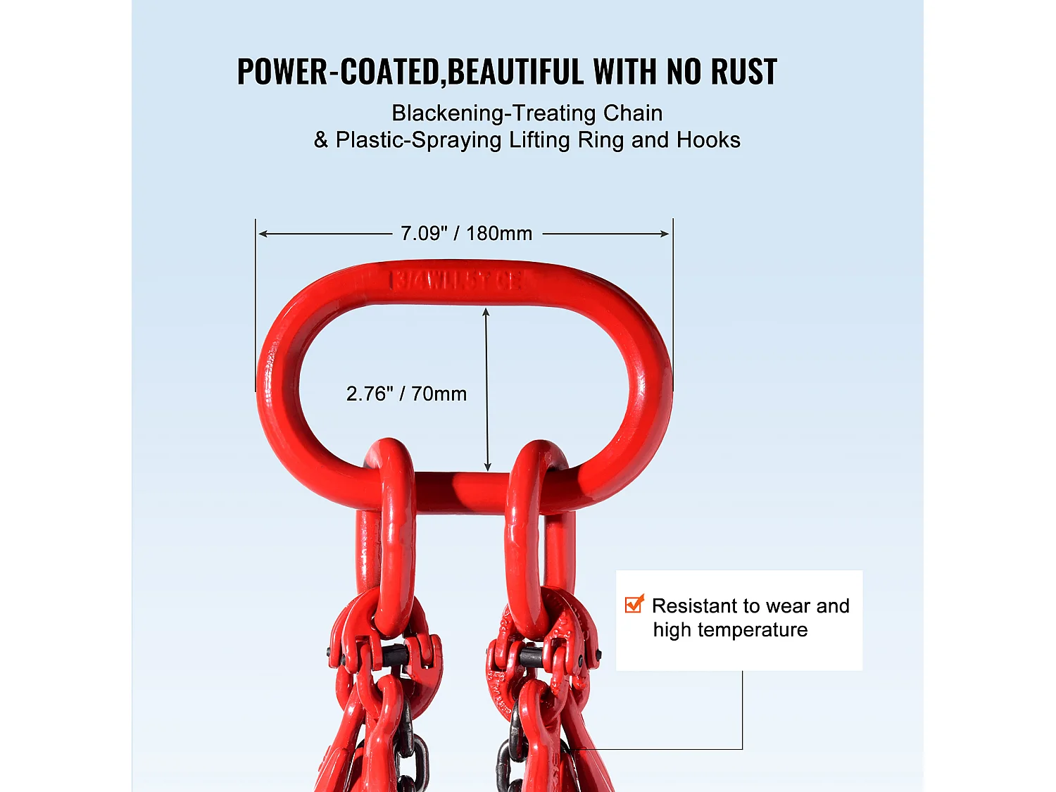 Chain Sling, 4 Gambe SucceBuy 0.64cm x 152.4cm, G80, con Ganci di Presa, 2994 kg