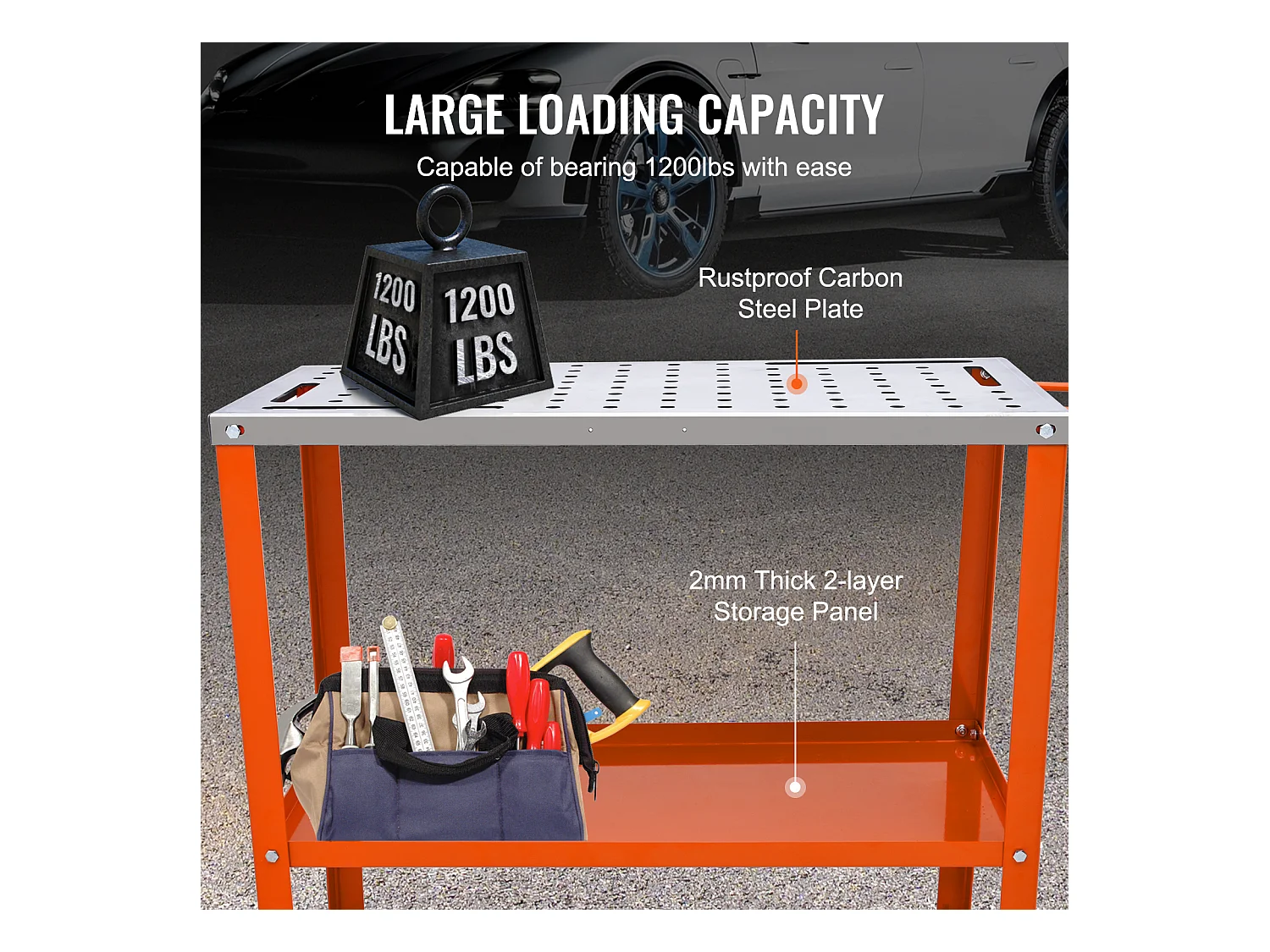 Table de Soudage en Acier SucceBuy 91,4 x 45,7 cm, Capacité de 544 kg, Établi Portable, pour Réparation Soudage Bricolage