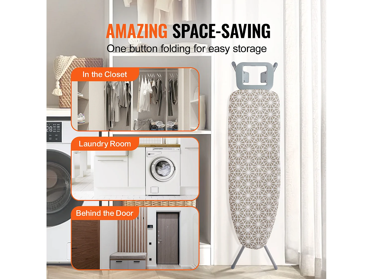 Planche à Repasser SucceBuy Grande Surface de Repassage 129.5 x 33 Cm Planche à Repasser à 4 Couches