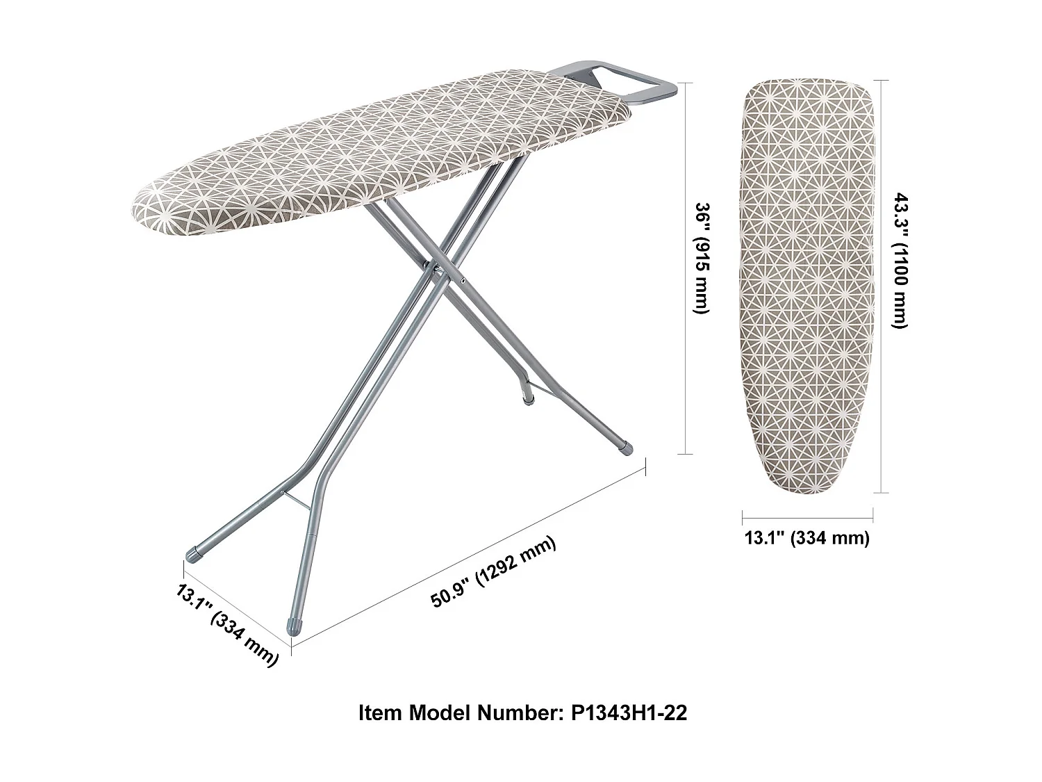 Tábua de Engomar SucceBuy, Grande Superfície de Engomar, 129,5 x 33 Cm, Tábua de Engomar de 4 Camadas