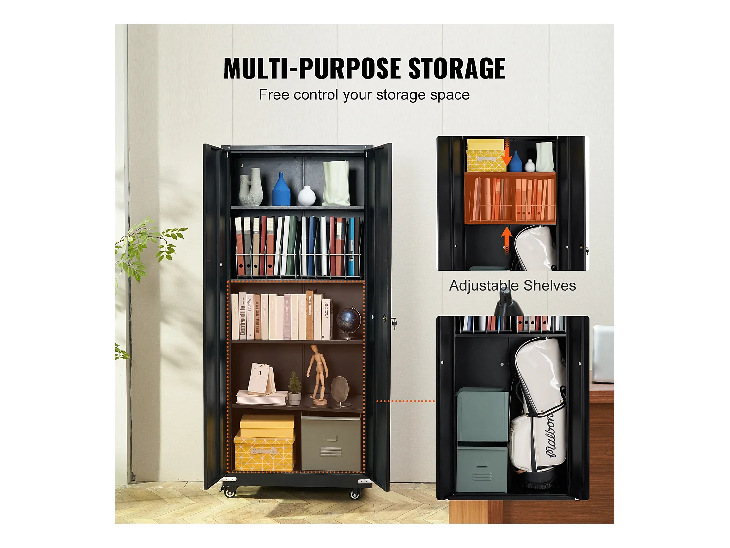 Armadio per lo Stoccaggio SucceBuy. Armadio per lo Stoccaggio a Ruote in Metallo. 4 Piani REGOLABILI. per il Garage e Molto Altro.