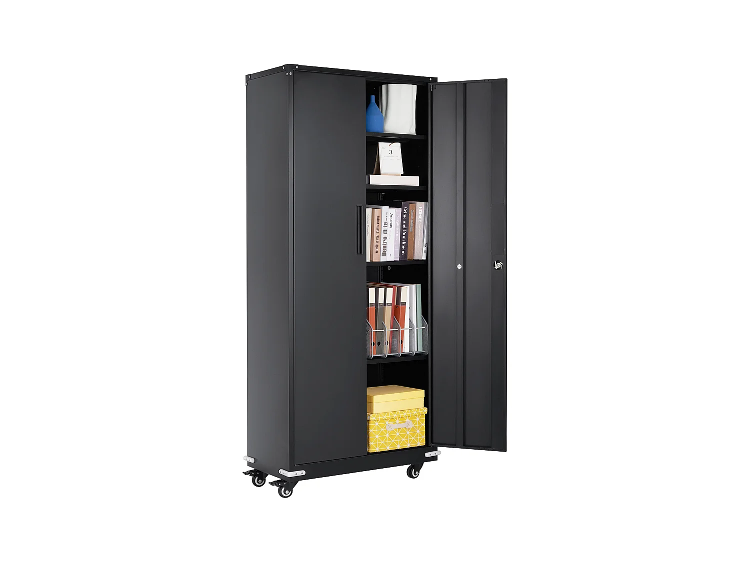 Armadio per lo Stoccaggio SucceBuy. Armadio per lo Stoccaggio a Ruote in Metallo. 4 Piani REGOLABILI. per il Garage e Molto Altro.
