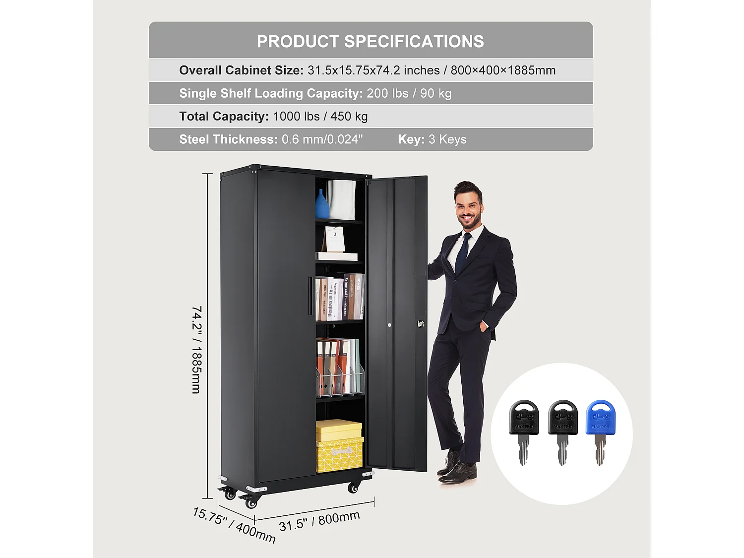 Armoire de Rangement SucceBuy. Armoire de Rangement à Roulettes en Métal. 4 Étagères RÉGLABLES. pour Le Garage et Plus Encore.