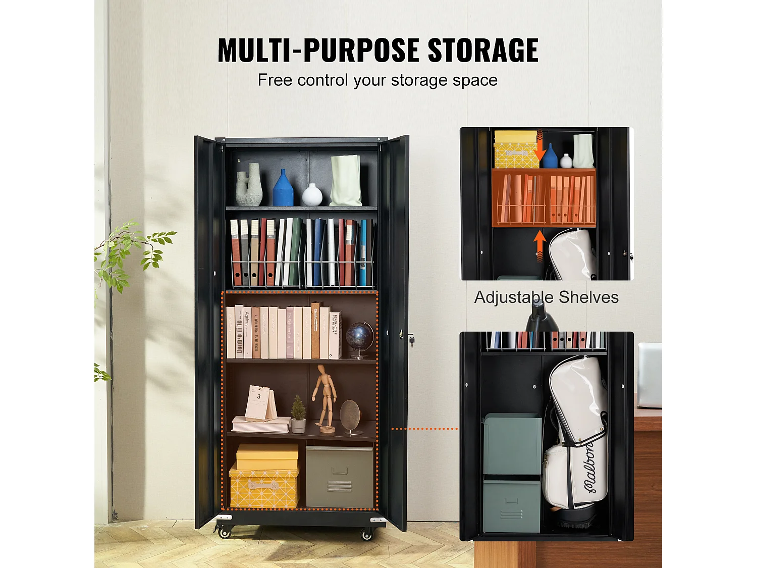 Armoire de Rangement SucceBuy. Armoire de Rangement à Roulettes en Métal. 4 Étagères RÉGLABLES. pour Le Garage et Plus Encore.