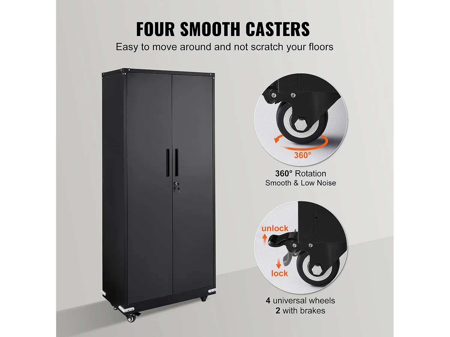 Armoire de Rangement SucceBuy. Armoire de Rangement à Roulettes en Métal. 4 Étagères RÉGLABLES. pour Le Garage et Plus Encore.