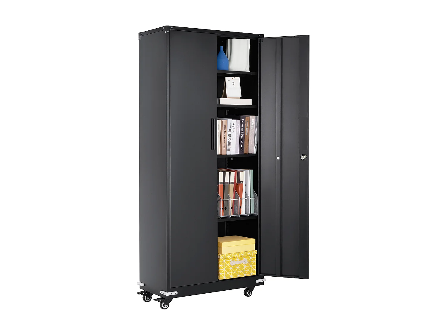 Armoire de Rangement SucceBuy. Armoire de Rangement à Roulettes en Métal. 4 Étagères RÉGLABLES. pour Le Garage et Plus Encore.