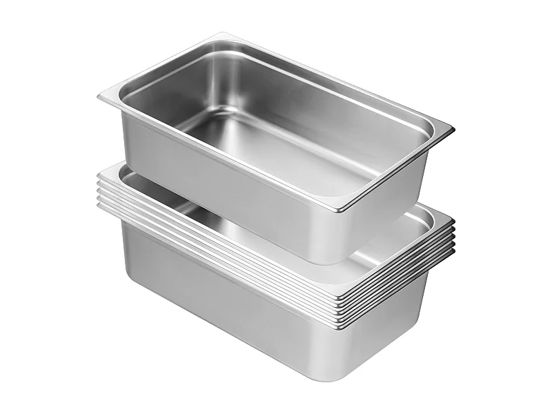 Platte Bord SucceBuy Set van 6 Stoompannen Standaardgrootte, in Roestvrij Staal, 15.2 CM Diep