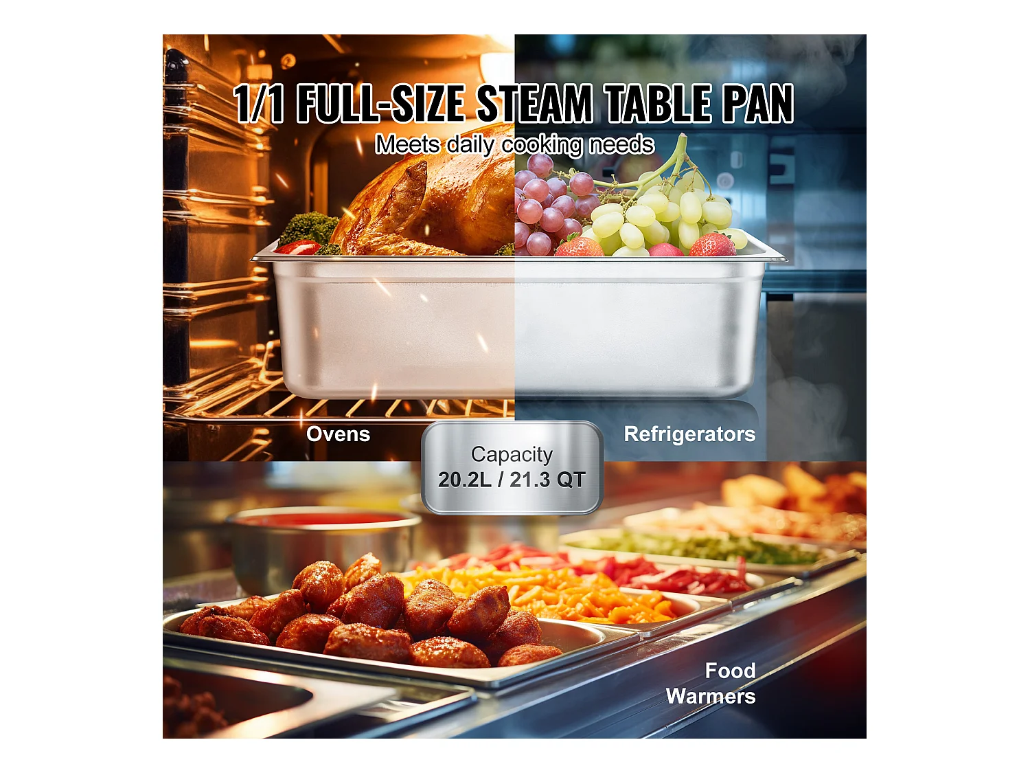Assiette Plate SucceBuy Lot de 6 Poêles à Vapeur de Taille Standard, en Acier Inoxydable, de 15.2 CM de Profondeur