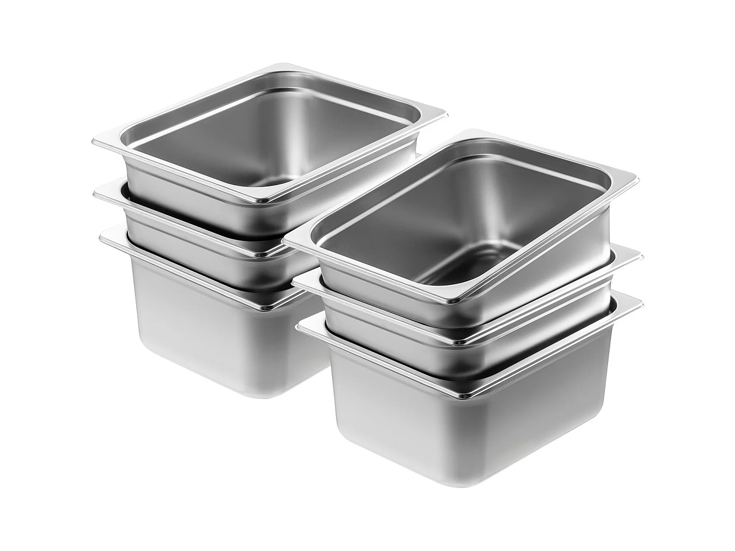 Flache Platte SucceBuy Set von 6 Hotelpfannen Standardgröße, Tiefe Edelstahlpfanne 15CM für Dampftisch