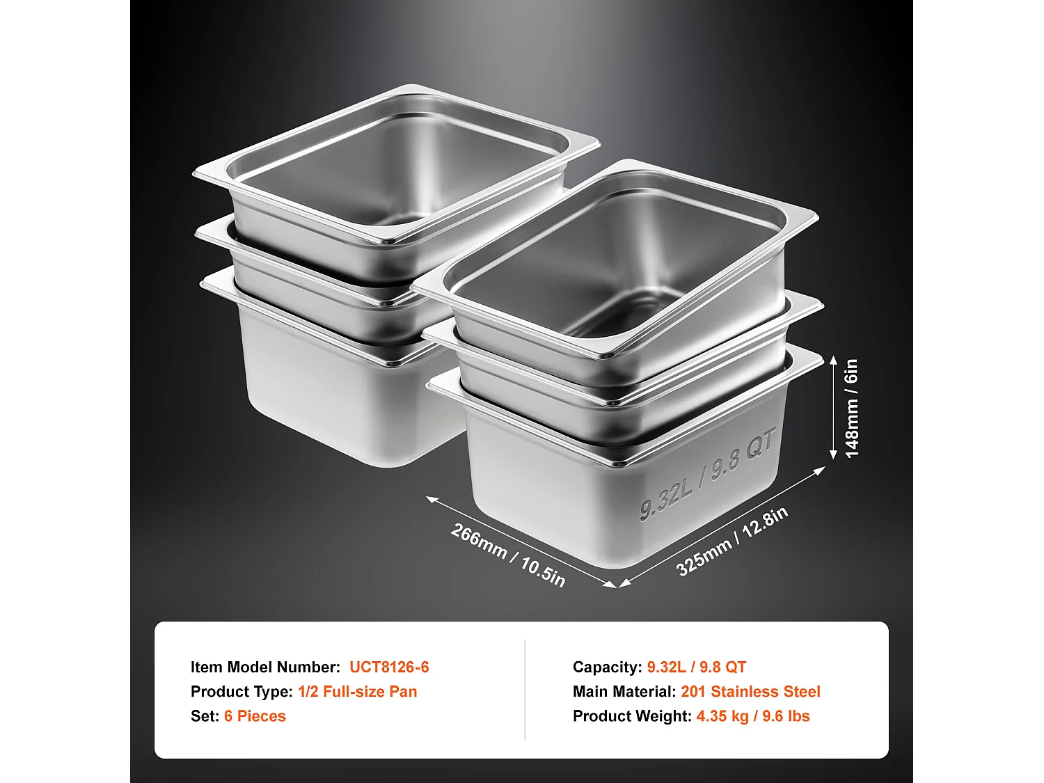 Assiette Plate SucceBuy Lot de 6 Casseroles D'Hôtel de Taille Moyenne, Casserole Profonde en Acier Inoxydable de 15CM pour Table à Vapeur