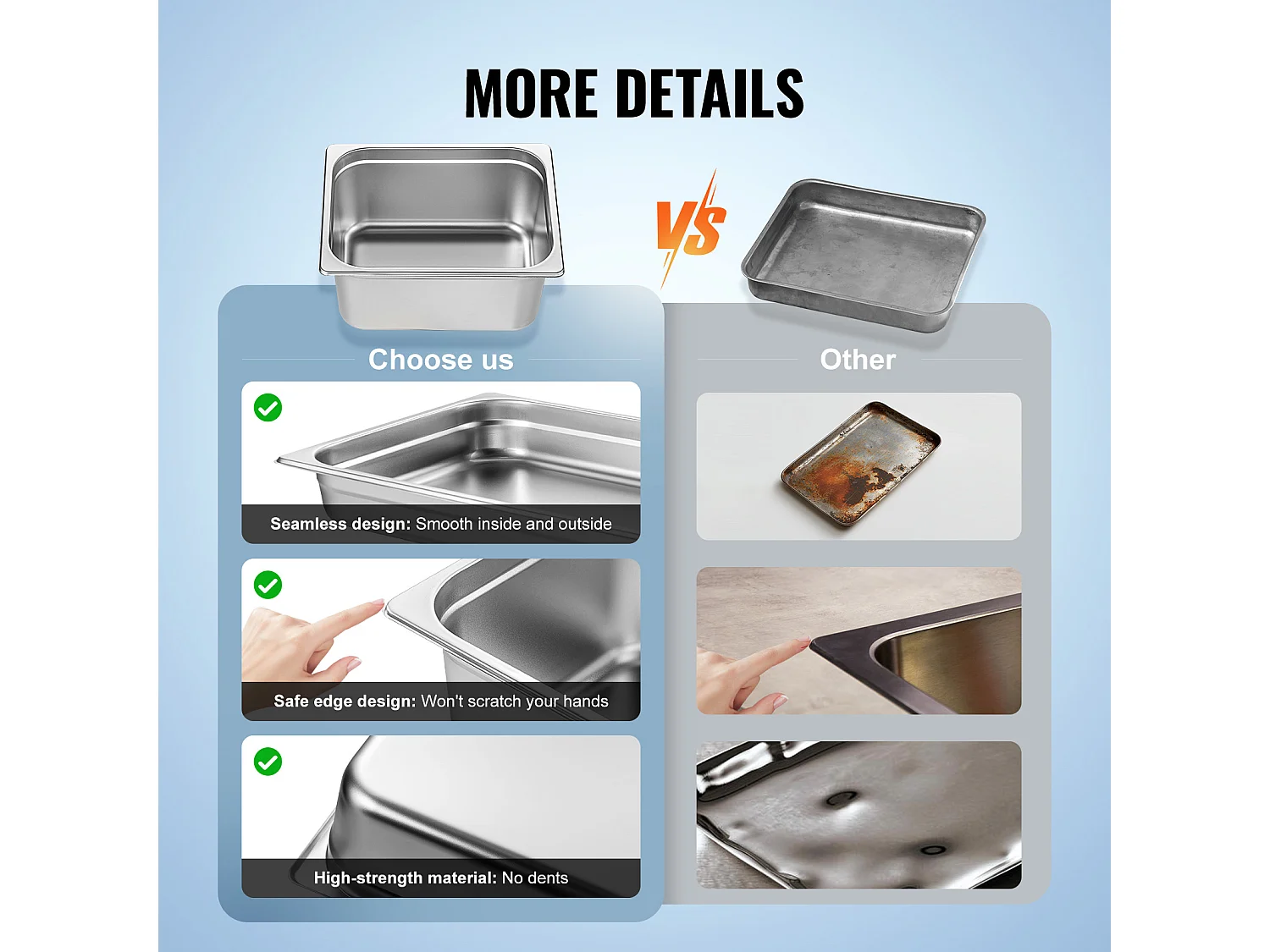 Assiette Plate SucceBuy Lot de 6 Casseroles D'Hôtel de Taille Moyenne, Casserole Profonde en Acier Inoxydable de 15CM pour Table à Vapeur