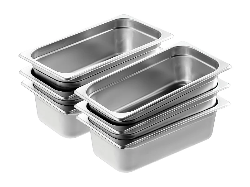 Flache Platte SucceBuy Set von 6 Hotelpfannen Größe 1/3, Tiefe Edelstahlpfanne 10.2CM für Dampftisch