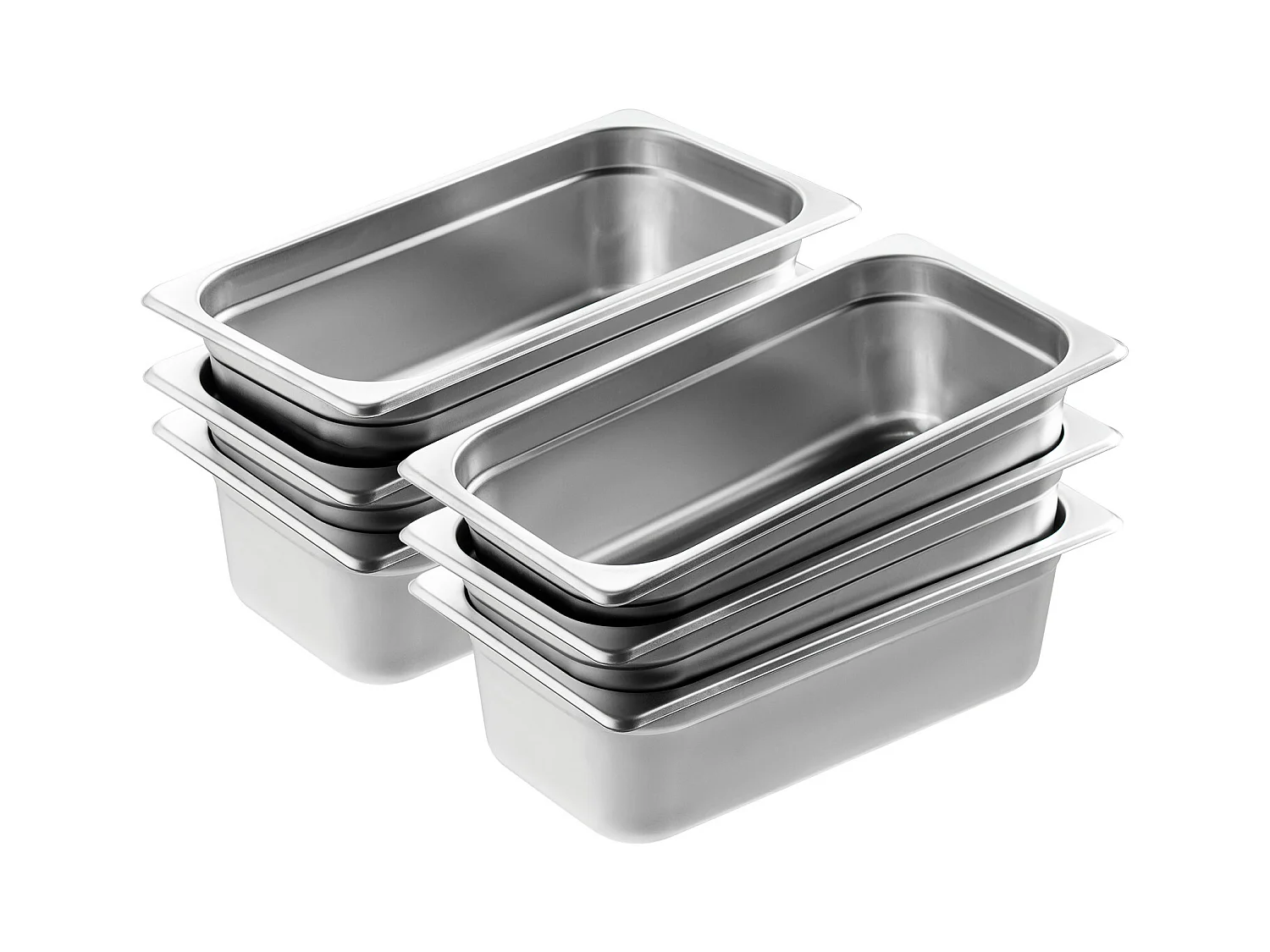 Flache Platte SucceBuy Set von 6 Hotelpfannen Größe 1/3, Tiefe Edelstahlpfanne 10.2CM für Dampftisch