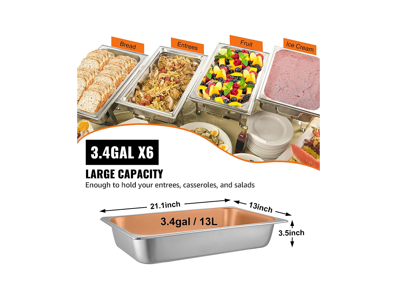 Assiette Plate SucceBuy Poêle à Vapeur en Acier Inoxydable de 10.2 CM de Profondeur, 13 L, Anti-Bourrage, Paquet de 6