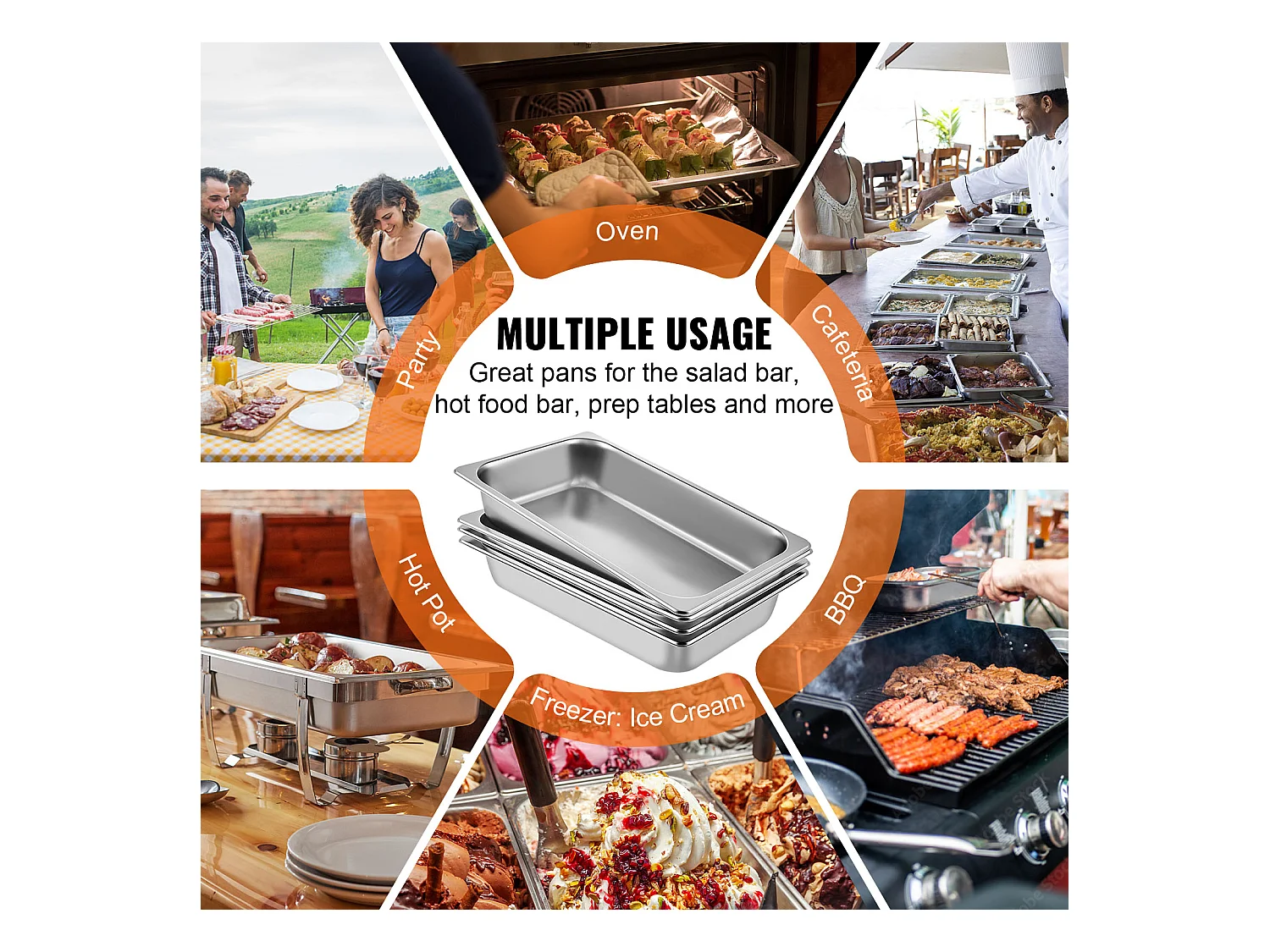 Assiette Plate SucceBuy Poêle à Vapeur en Acier Inoxydable de 10.2 CM de Profondeur, 13 L, Anti-Bourrage, Paquet de 6