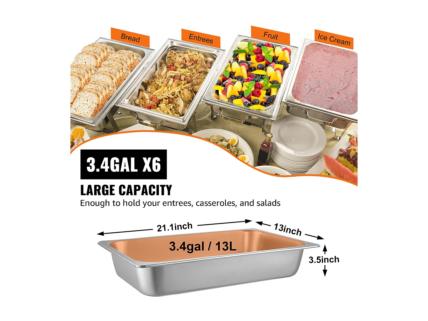 Assiette Plate SucceBuy Poêle à Vapeur en Acier Inoxydable de 10.2 CM de Profondeur, 13 L, Anti-Bourrage, Paquet de 6