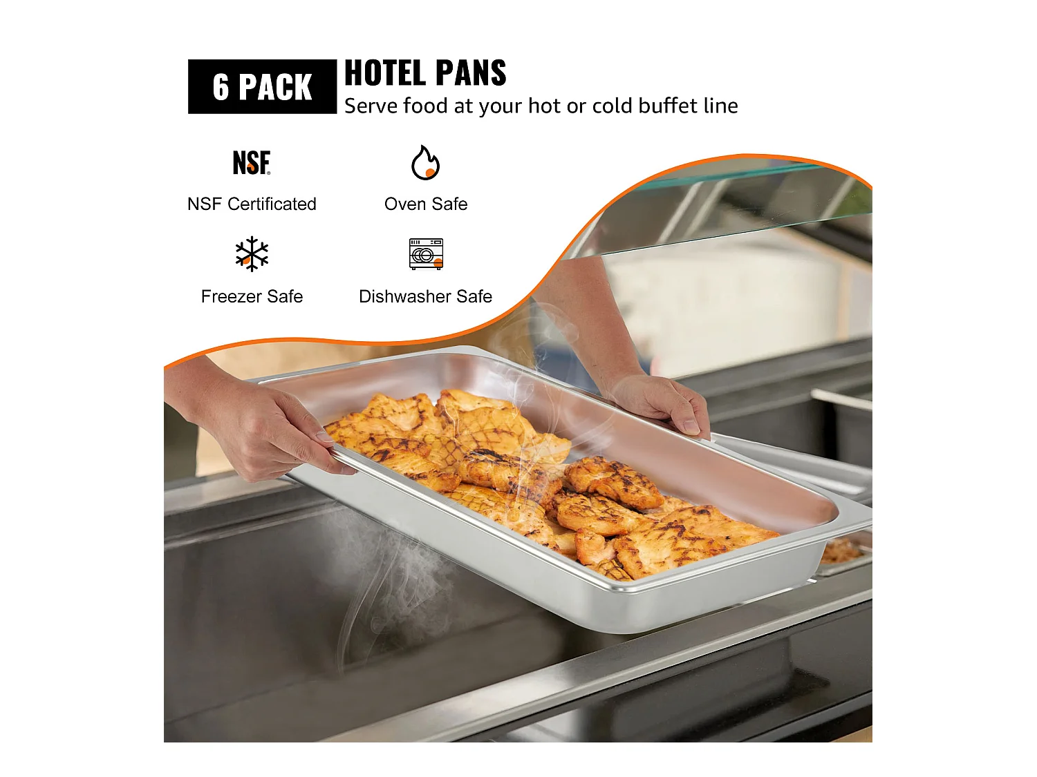 Piatto Piatto SucceBuy Pacchetto di 6 Pentole a Vapore Profonde SucceBuy di 6.5CM, Dimensione Standard, 8.5 L, in Acciaio Inossidabile, Anti-Occlusione