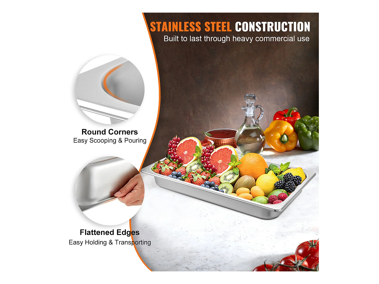 Piatto Piatto SucceBuy Pacchetto di 6 Pentole a Vapore Profonde SucceBuy di 6.5CM, Dimensione Standard, 8.5 L, in Acciaio Inossidabile, Anti-Occlusione