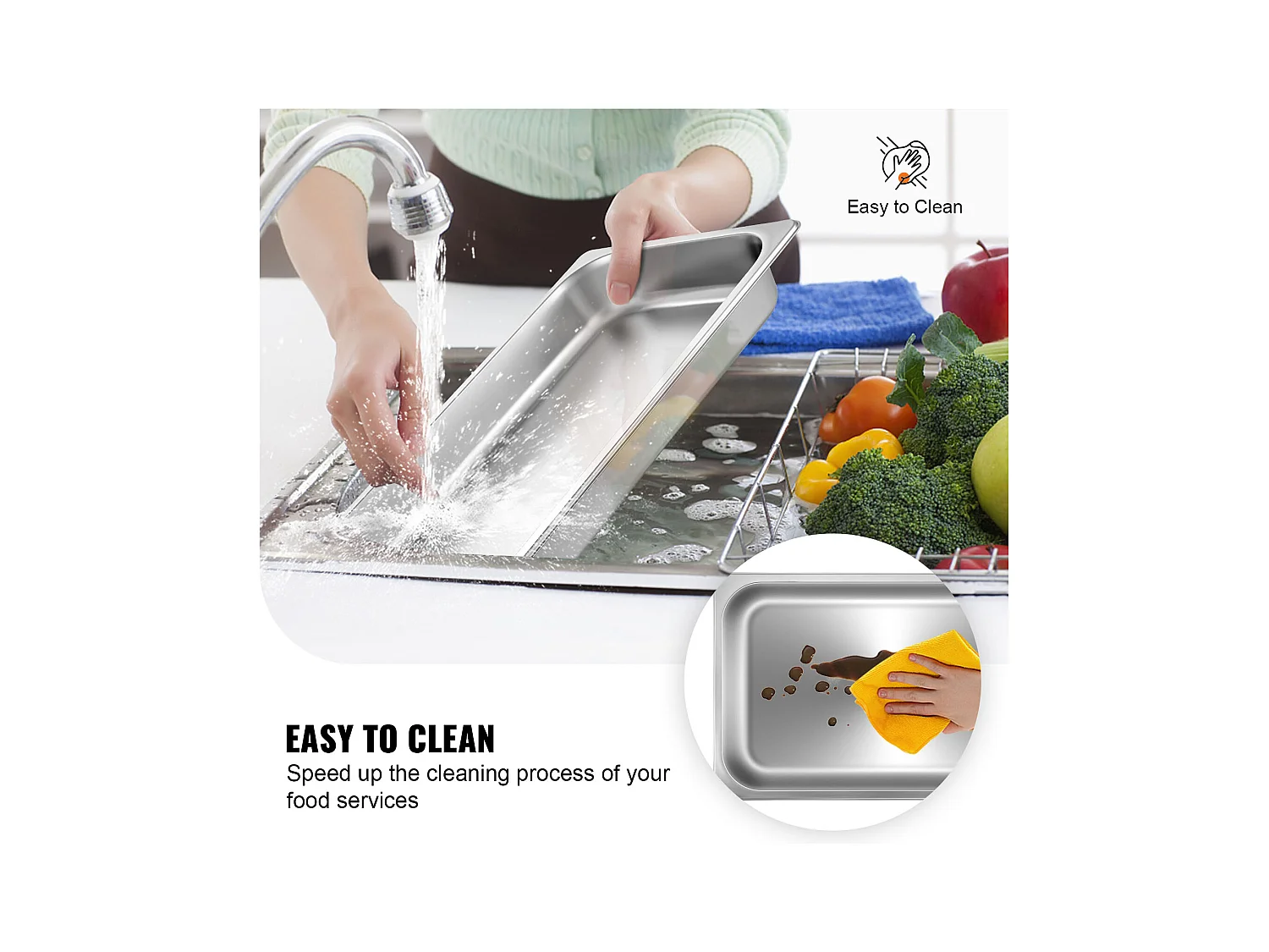 Piatto Piatto SucceBuy Pacchetto di 6 Pentole a Vapore Profonde SucceBuy di 6.5CM, Dimensione Standard, 8.5 L, in Acciaio Inossidabile, Anti-Occlusione