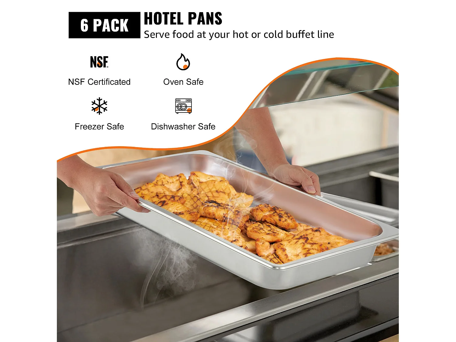 Assiette Plate SucceBuy Lot de 6 Casseroles à Vapeur Profondes de 6.5CM, Taille Standard, 8.5 L, en Acier Inoxydable, Anti-Bourrage