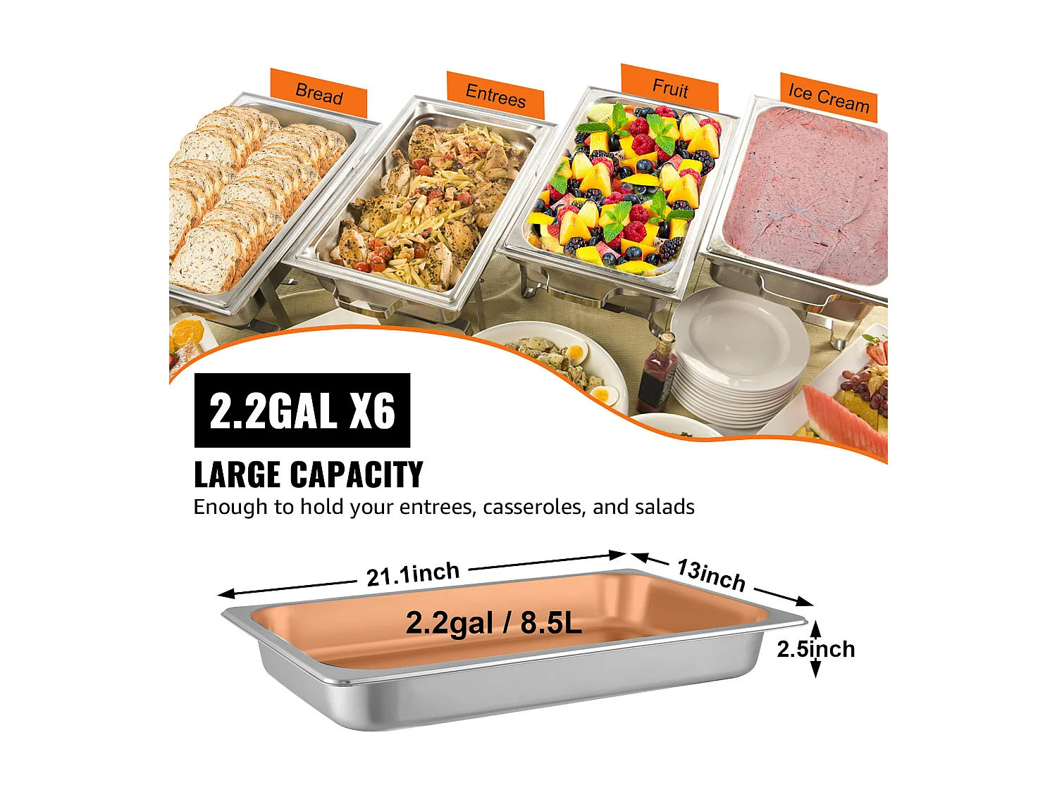 Assiette Plate SucceBuy Lot de 6 Casseroles à Vapeur Profondes de 6.5CM, Taille Standard, 8.5 L, en Acier Inoxydable, Anti-Bourrage
