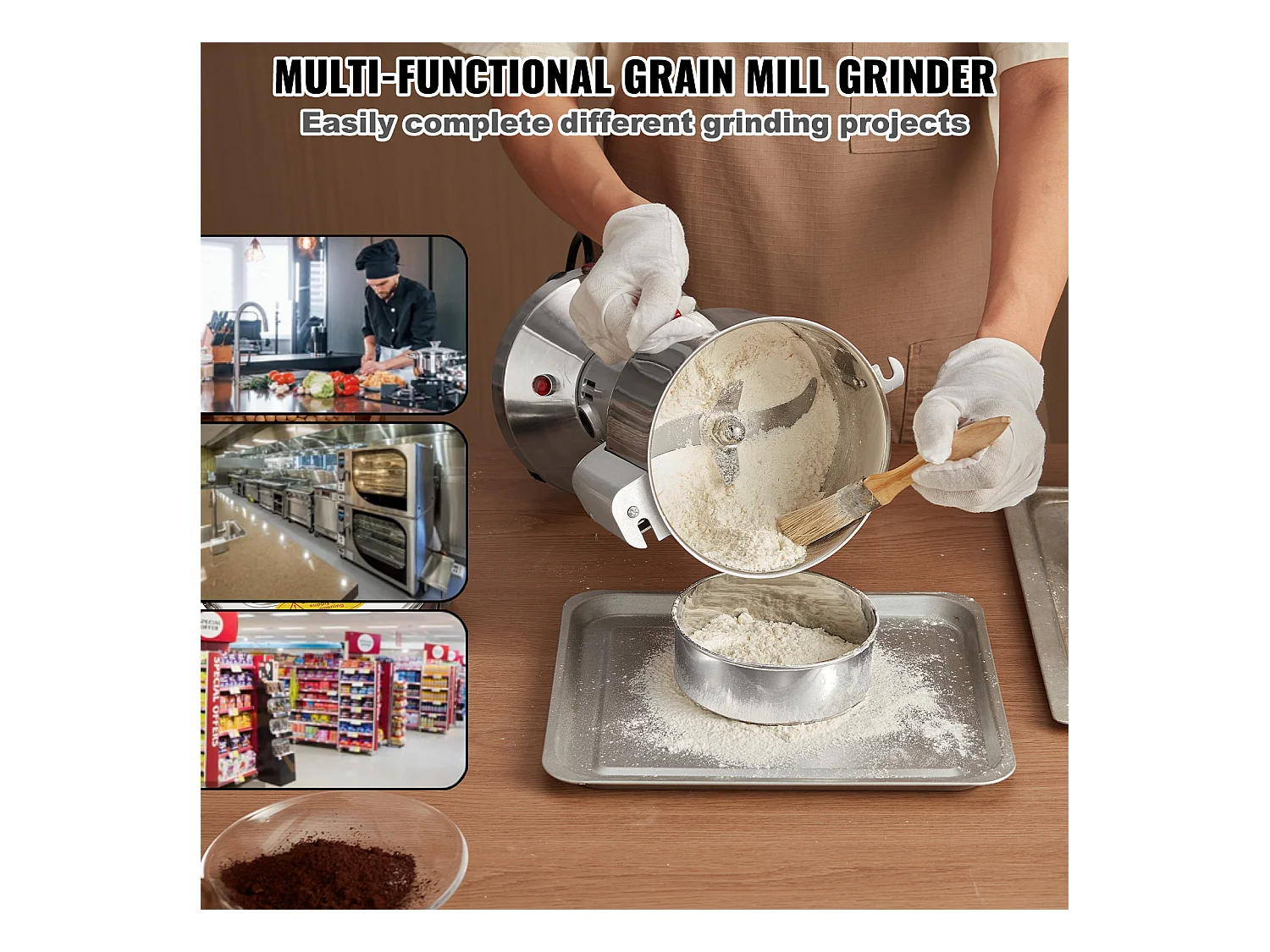 Molinillo SucceBuy Molino Eléctrico para Granos 300 g, Molino Comercial de Especias a Alta Velocidad