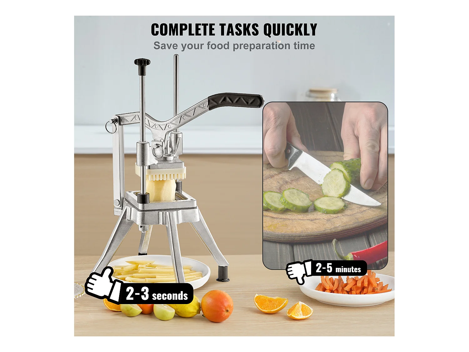 Coupe des Pommes de Terre, SucceBuy Coupe-légumes 0,64 cm, Trancheuse et Hachoir à Fruits Commerciaux