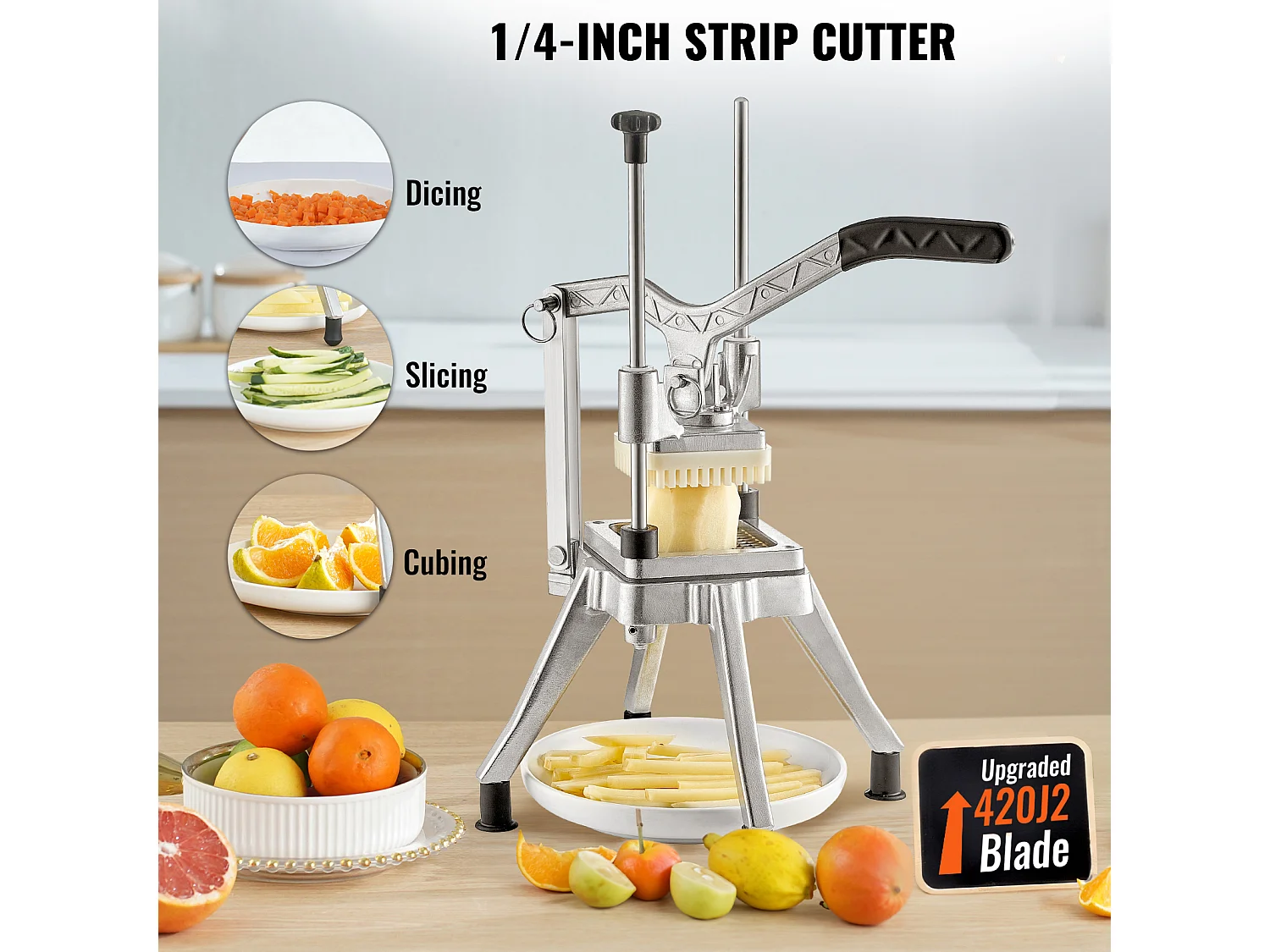 Coupe des Pommes de Terre, SucceBuy Coupe-légumes 0,64 cm, Trancheuse et Hachoir à Fruits Commerciaux