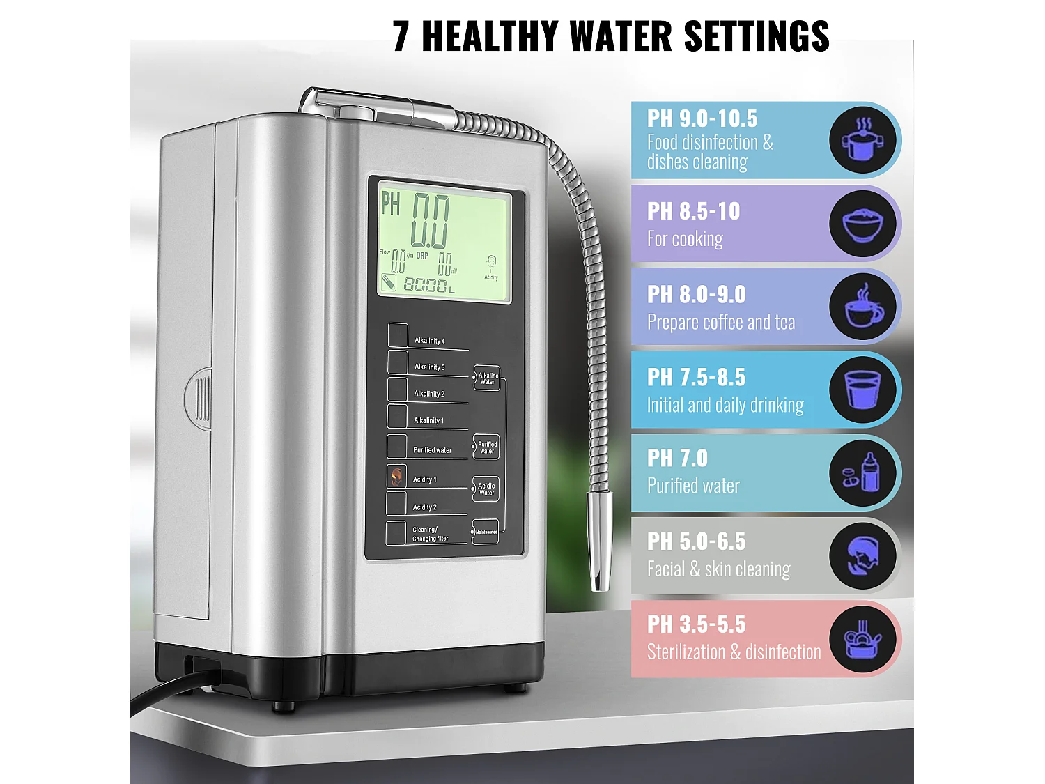 Purificateur d'Eau Alcaline SucceBuy - pH 3,5-10,5, Capacité 8000L, Nettoyage Automatique
