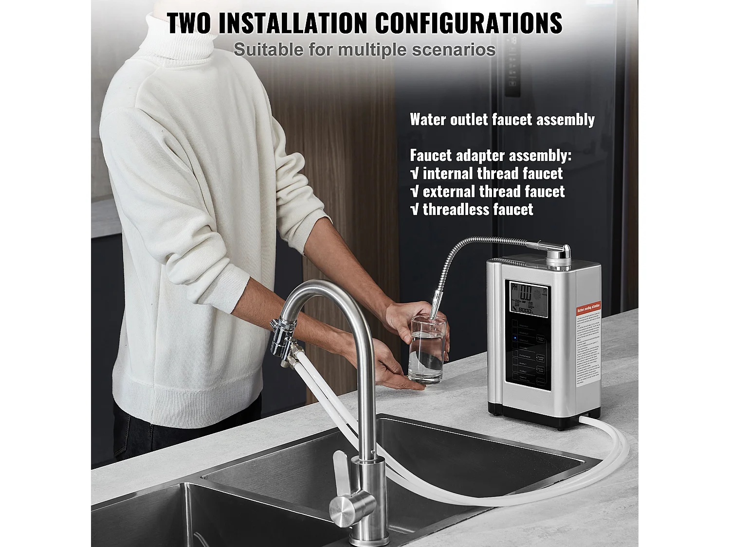 Purificateur d'Eau Alcaline SucceBuy - pH 3,5-10,5, Capacité 8000L, Nettoyage Automatique