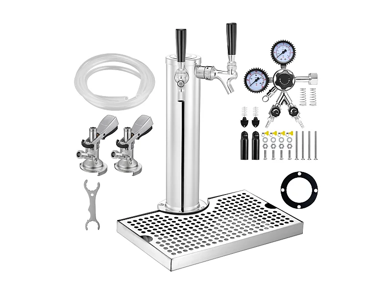 Bierkolom-Set SucceBuy, Bierkolom-Set met Dubbele Kraan, RVS Bier- en Drankverdeler, voor Bar Restaurant