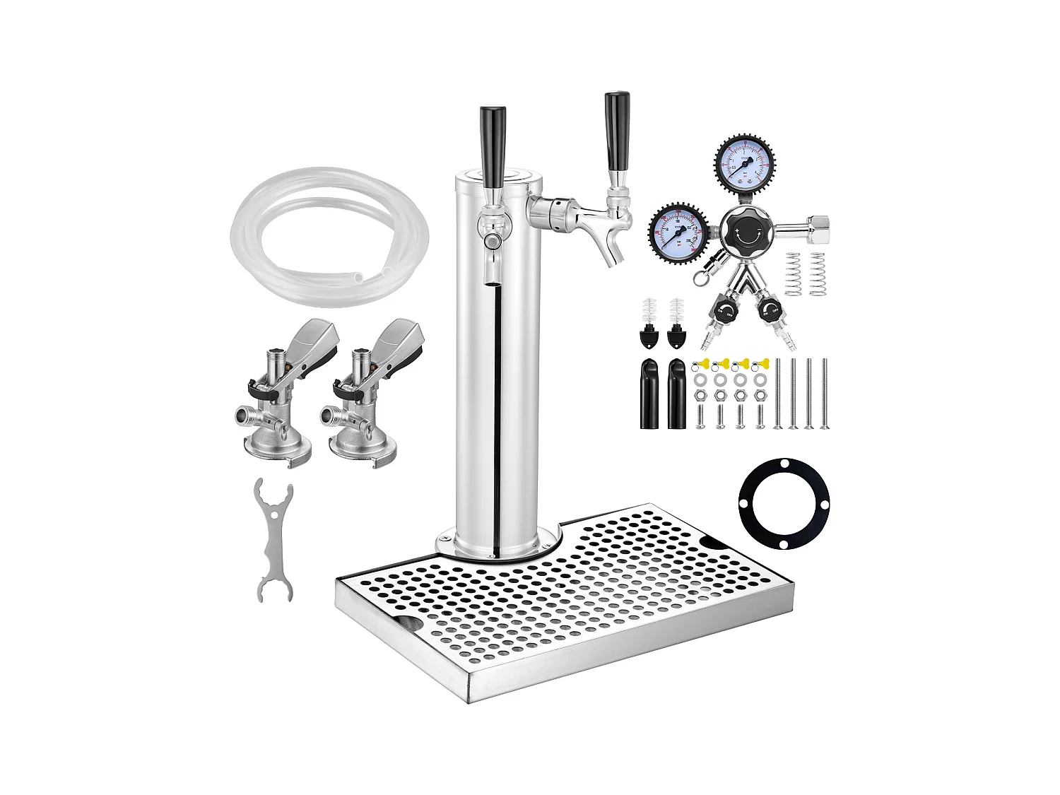 Bierkolom-Set SucceBuy, Bierkolom-Set met Dubbele Kraan, RVS Bier- en Drankverdeler, voor Bar Restaurant