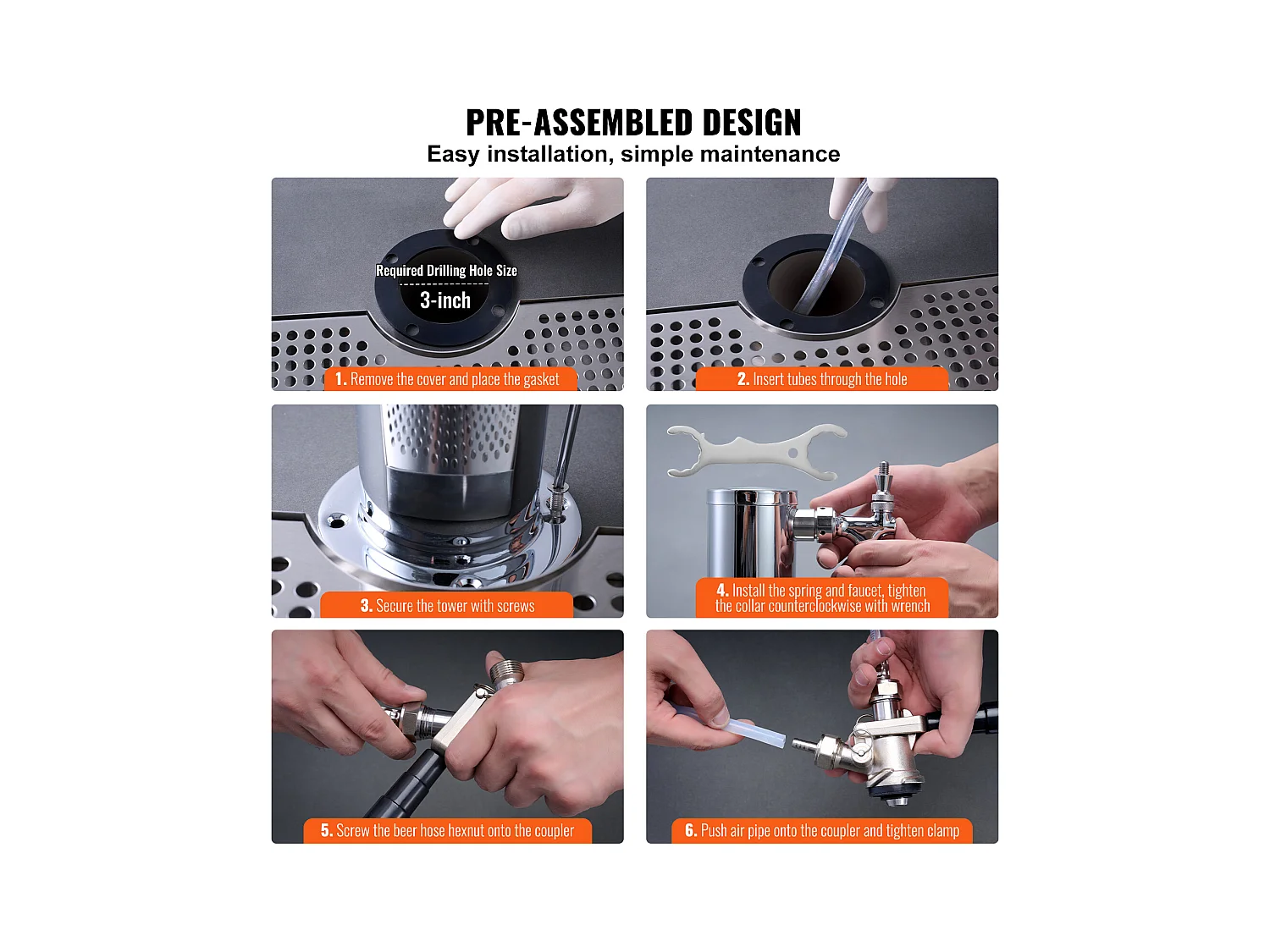 Bierkolom-Set SucceBuy, Bierkolom-Set met Dubbele Kraan, RVS Bier- en Drankverdeler, voor Bar Restaurant