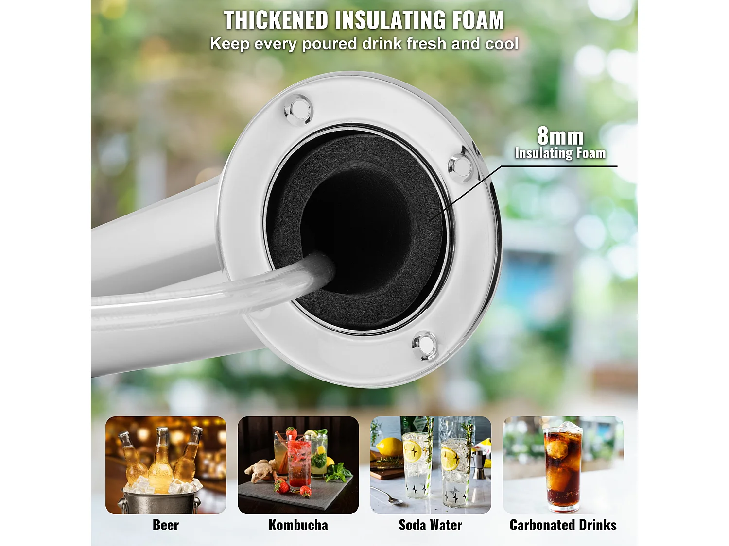 Kit Colonna per Birra SucceBuy, Kit Colonna per Birra con Doppio Rubinetto, Distributore di Birra e Bevande in Acciaio Inossidabile, per Bar Ristorante