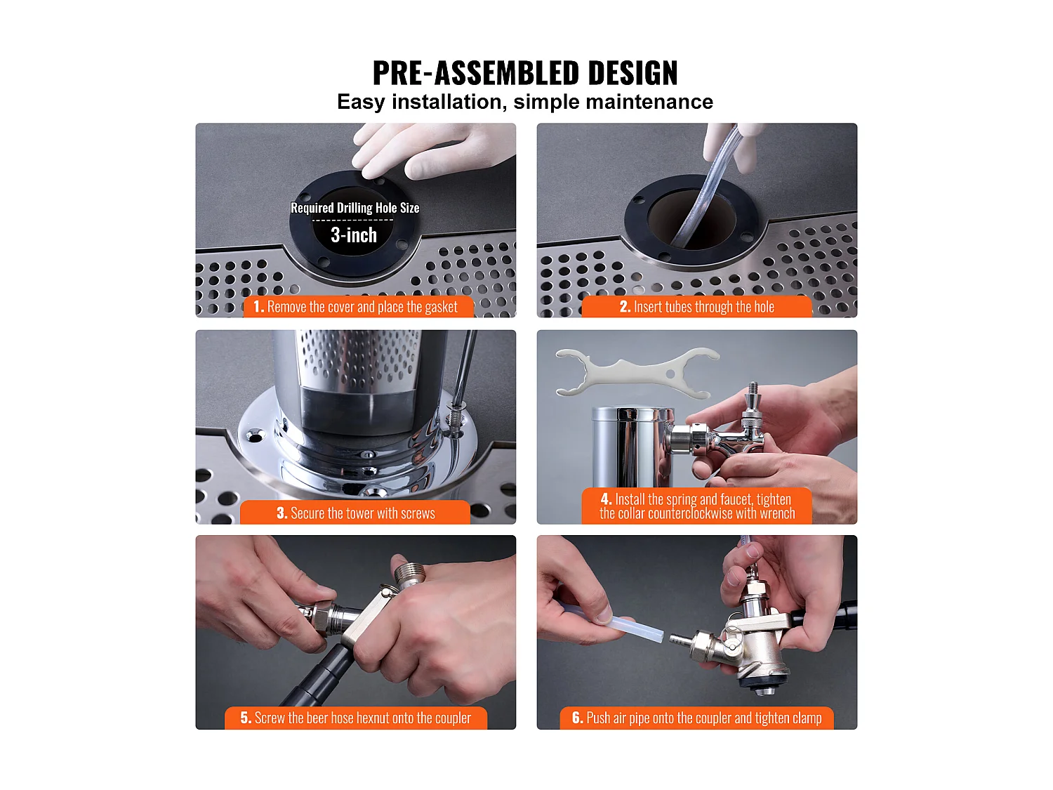 Kit Colonna per Birra SucceBuy, Kit Colonna per Birra con Doppio Rubinetto, Distributore di Birra e Bevande in Acciaio Inossidabile, per Bar Ristorante